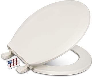 Centoco Round Toilet Seat, Standard Economy Model, Light Weight Residential, Closed Front with Cover, Plastic, Made in the USA, DSAMAZ12-416, Biscuit