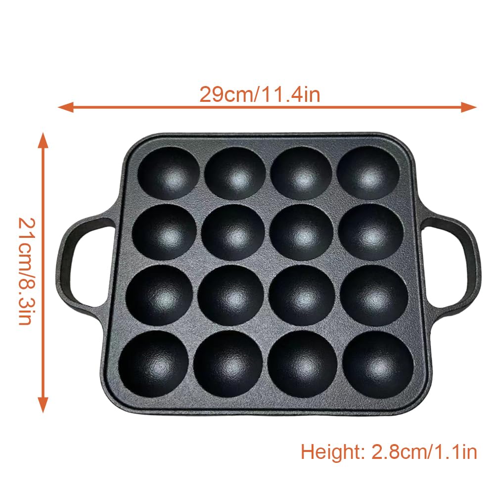 Takoyaki - Bistecchiera in ghisa con 16 fori, antiaderente, per polpette di polpi, utensili da cucina
