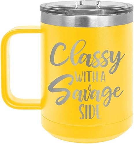 Elegante con un lado de ahorro de 15 oz taza de café con tapa superior deslizante  taza de café de viaje aislado  Ideas de regalo de cumpleaños o