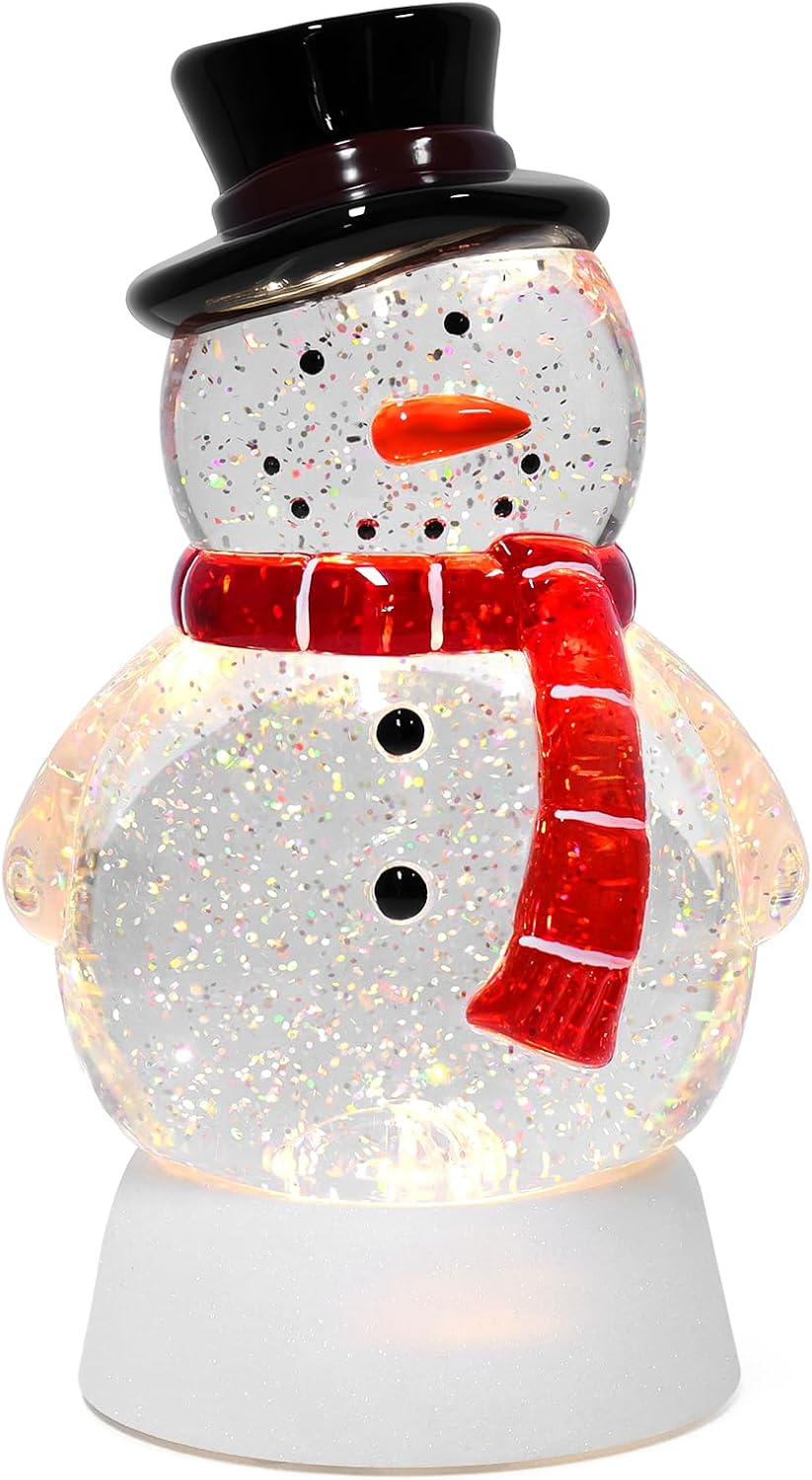 Christmas Snow Globe Snowman Lighted Musical Glitter Globe Battery Operated or USB Powered with Timer Water Glittering Snowing Globe for Christmas Party Home Table Decorations Gifts (Snowman) - Image 8