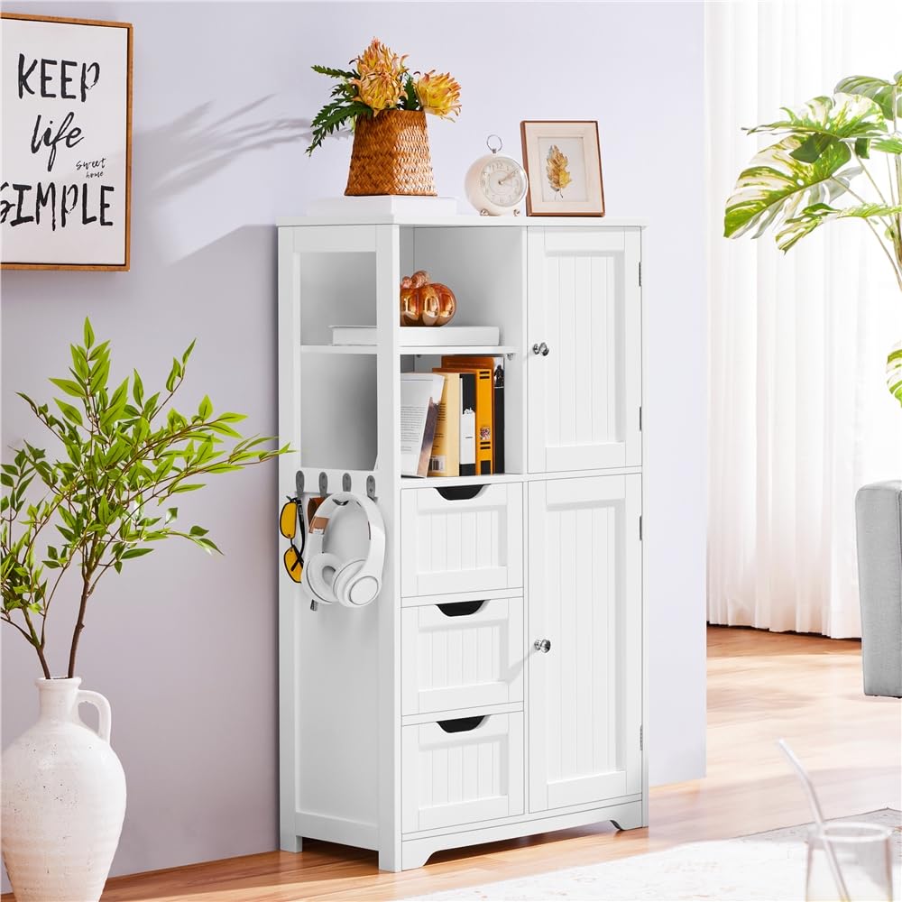 Armoire Murale 2 Portes Blanc - 59.5x31x59.5cm - Étagère Réglable - Salle De Bain Ou Cuisine