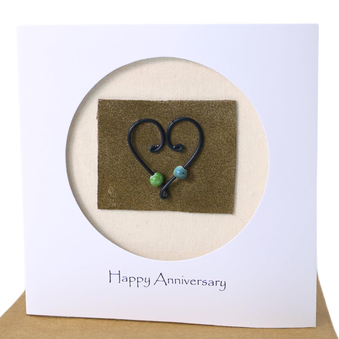 Camellia Bees Pottery 9th Wedding Anniversary Card For Her Him, Handmade Pottery Card for Happy Couple, Wife, Husband (09th) — image 1
