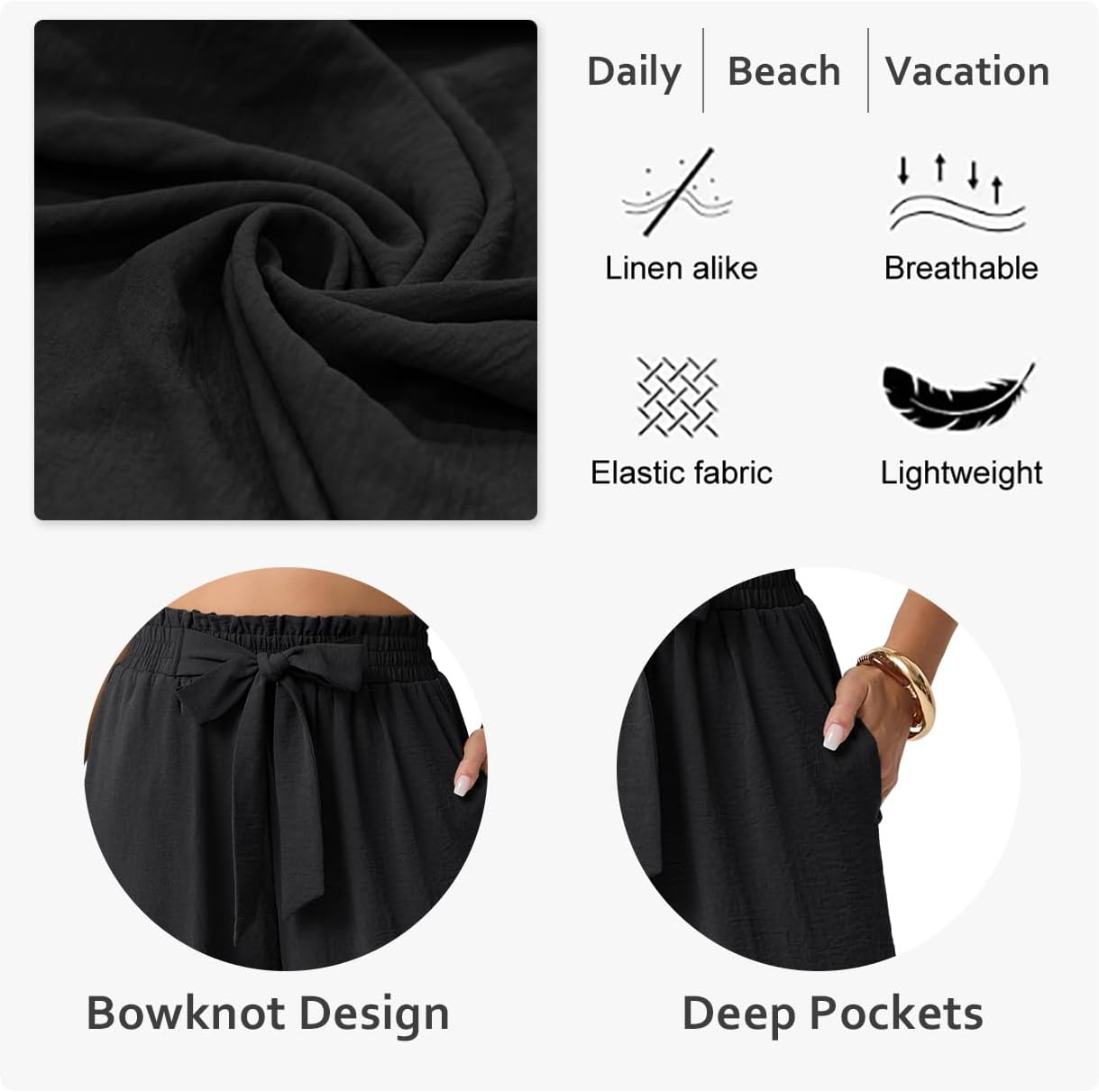 Lepunuo Capri Pants for Women Wide Leg Summer Capris Pant Palazzo Loose Fit Casual Trousers with Pockets 2026 Trendy - Image 5