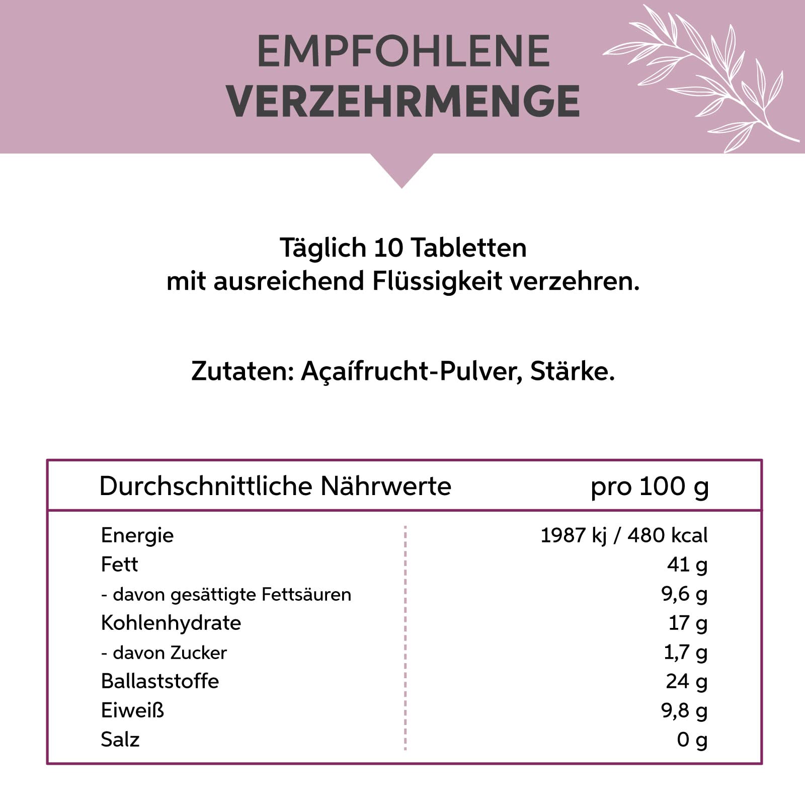 Acai Tabletten 2000 Presslinge | Hochdosiert 5000mg Tagesdosis | Rohkost 100% reine 250mg Tabs | 100% rein ohne Zusatzstoffe in Premiumqualität