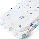 Muslin Bassinet Sheets Fit for AMKE 3 in 1, Besrey, Bellababy, Evolur Stellar, Milliard, TCBunny and Other Bedside Sleeper Bassinet - 2 Pack