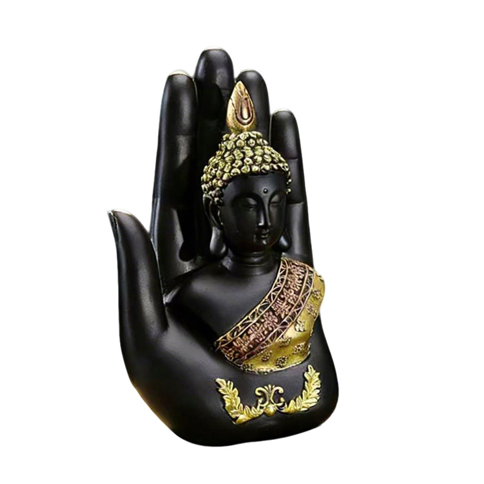 Glifora Palm Buddha Statue - Meditating Thai Buddha Sitting Figurine, Spiritual Sculpture for Home Office Zen Decor