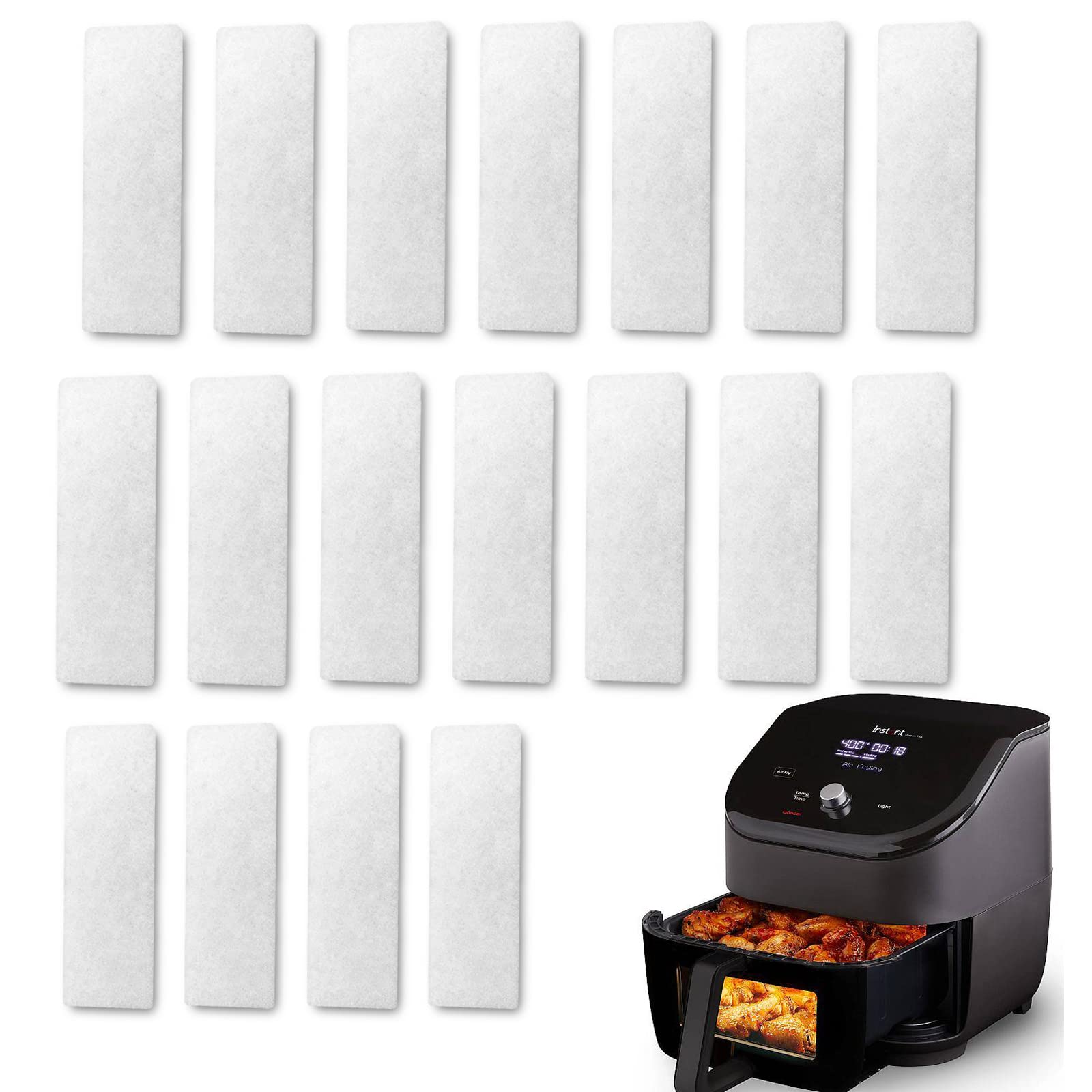 SOGUAOLO 20 PCS Air Fryer Replacement Filters Compatble with Instant Pot Air Fryer Vortex Plus 6QT Filters Accessories can Odor Erase and Oil Residue and Keep pan Health and Clean (White 20 Pack)