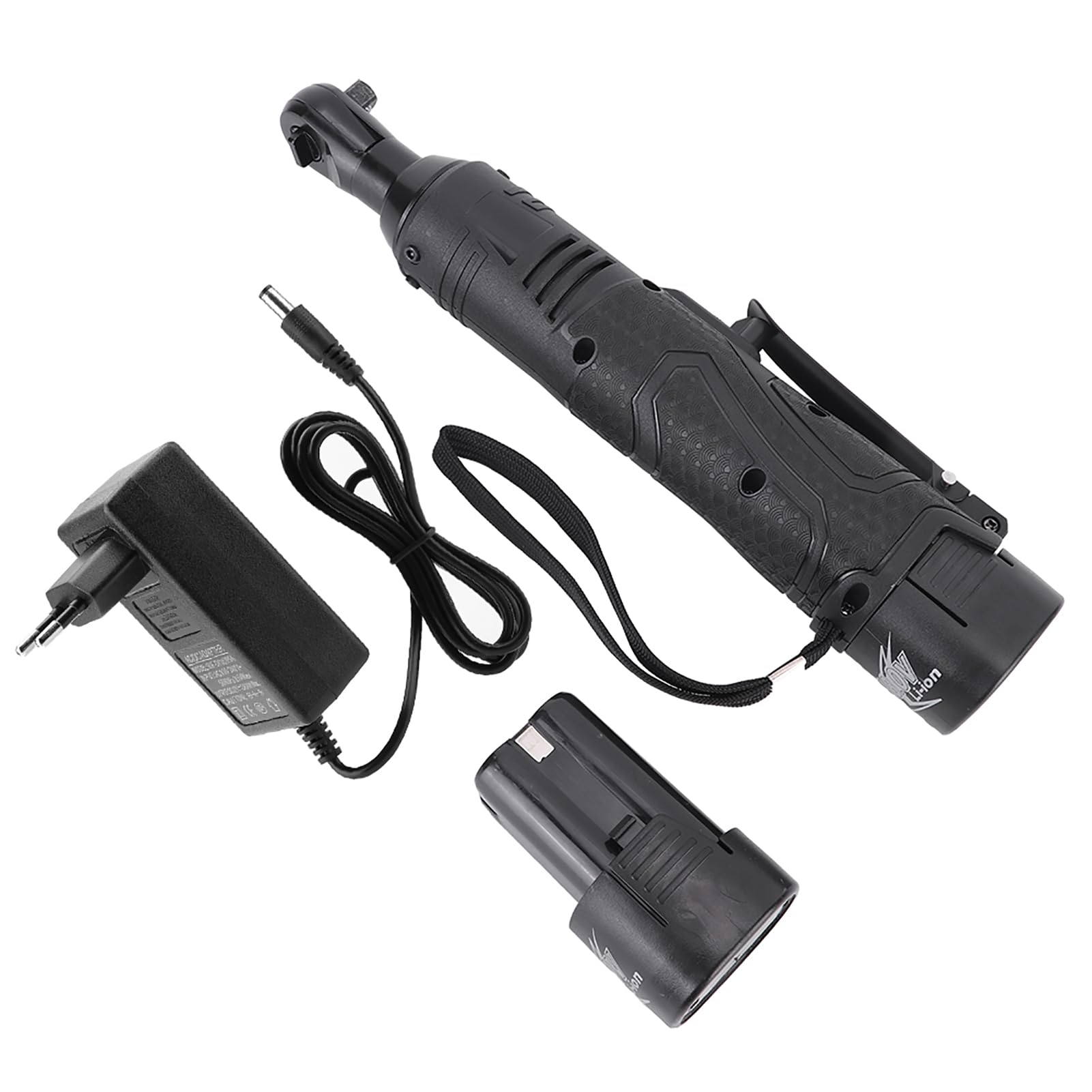 Fdit Chiave a Cricchetto Angolata 18V 3/8in, Avvitatore Elettrico a Batteria Senza Fili con velocità Variabile e Luce LED per Riparazioni Auto (Spina europea 220 V)