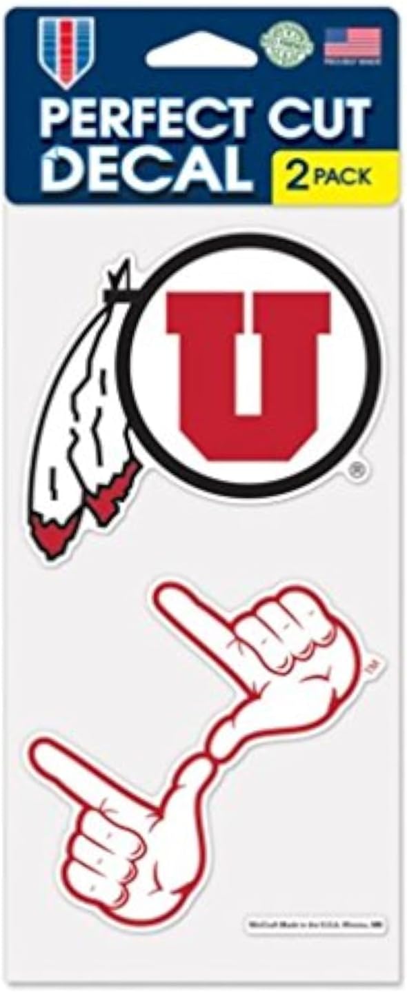 NCAA University Utah Utes Logo 4" x 8" inch Outdoor Color Decal Set
