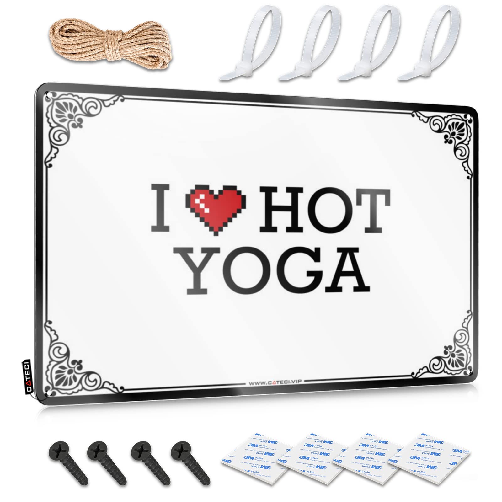 Music Soft Bath Tin Metal Decor | I Love Hot Yoga Shabby Chic Decorative Wall Art Ready To Hang For Deck(20X30CM)