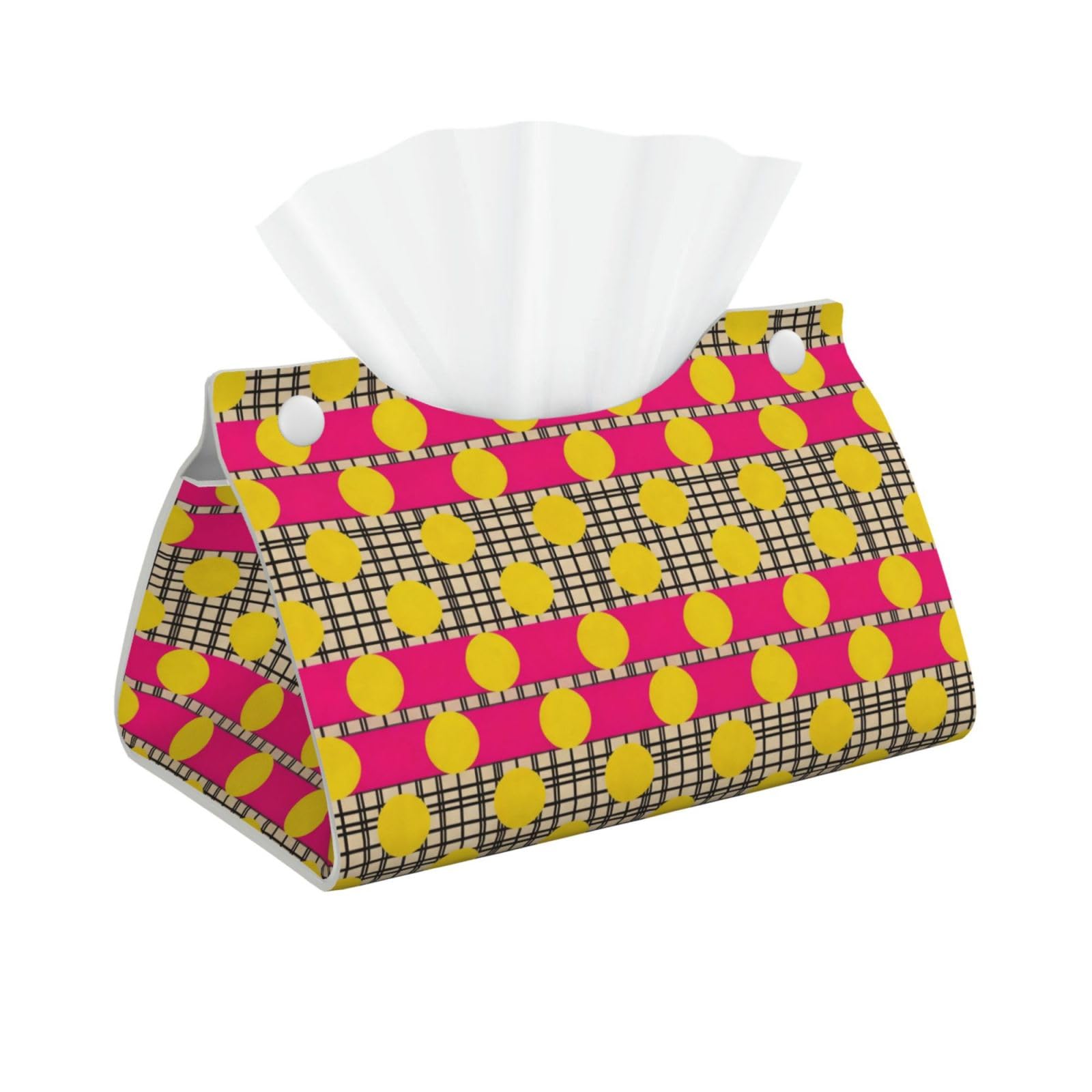 Plaid Stripe Long Leather Tissue Box Cover-Waterproof PU Leather Tissue Holder for Bathroom, Decorative Rectangular Tissue Case