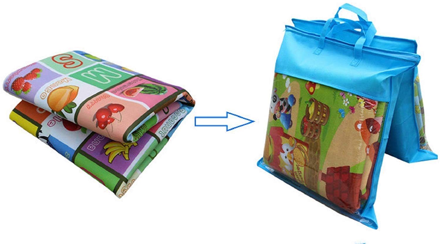 Vroxy Waterproof Double Side Baby Play Crawl Floor Mat for Kids Picnic School Home (Multicolored, Multi Design) with Zip Bag to Carry (Medium - 120 X 180 Cm) 4