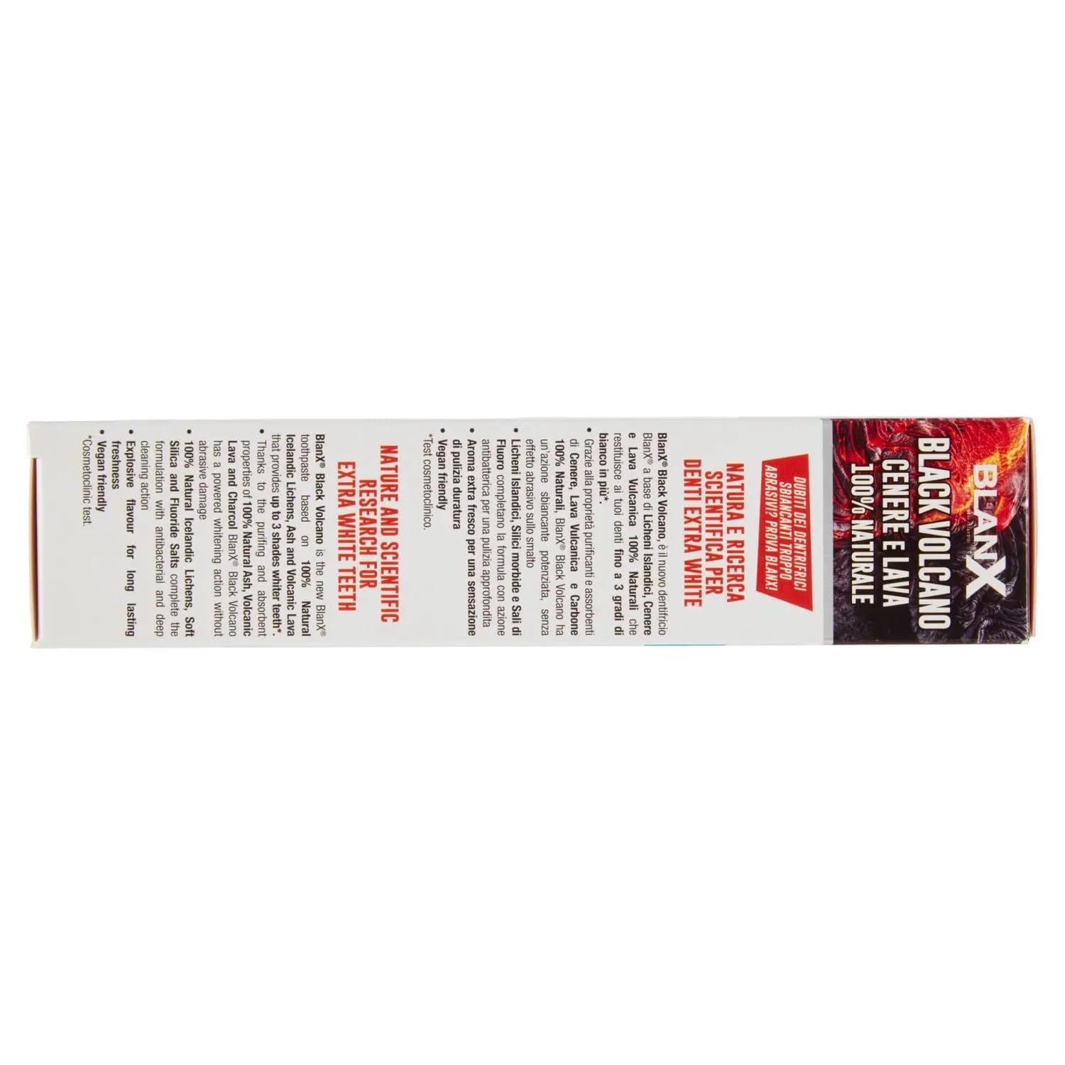 BlanX Dentifricio Black Volcano, Dentifricio Sbiancante, dentifricio sbiancante con lichene islandese e cenere vulcanica da 75 ml + portachiavi in omaggio Beni Culinari