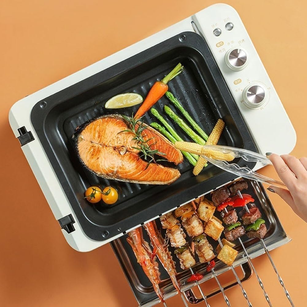 Elektryczny grill BBQ, automatycznie obracające się szpikulce, bezdymny garnek do grillowania, nieprzywierająca podwójna warstwa na imprezy kempingowe w pomieszczeniach i na świeżym powietrzu