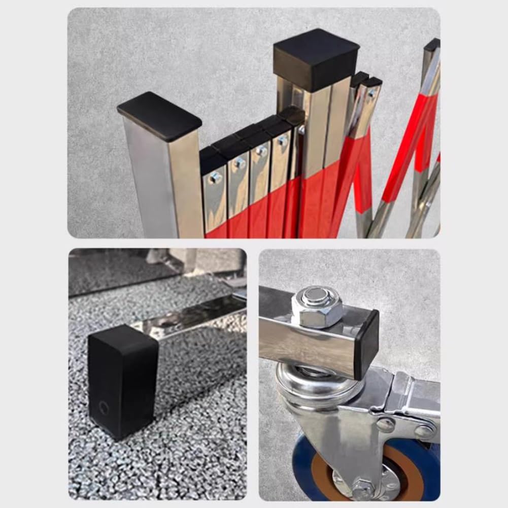 Genérico Barrera de Seguridad Extensible de Acero Inoxidable con Ruedas con Freno - Barricada móvil portátil para entradas de vehículos, garajes, escuelas y centros comerciales (1,2 x 4 m) - Solución