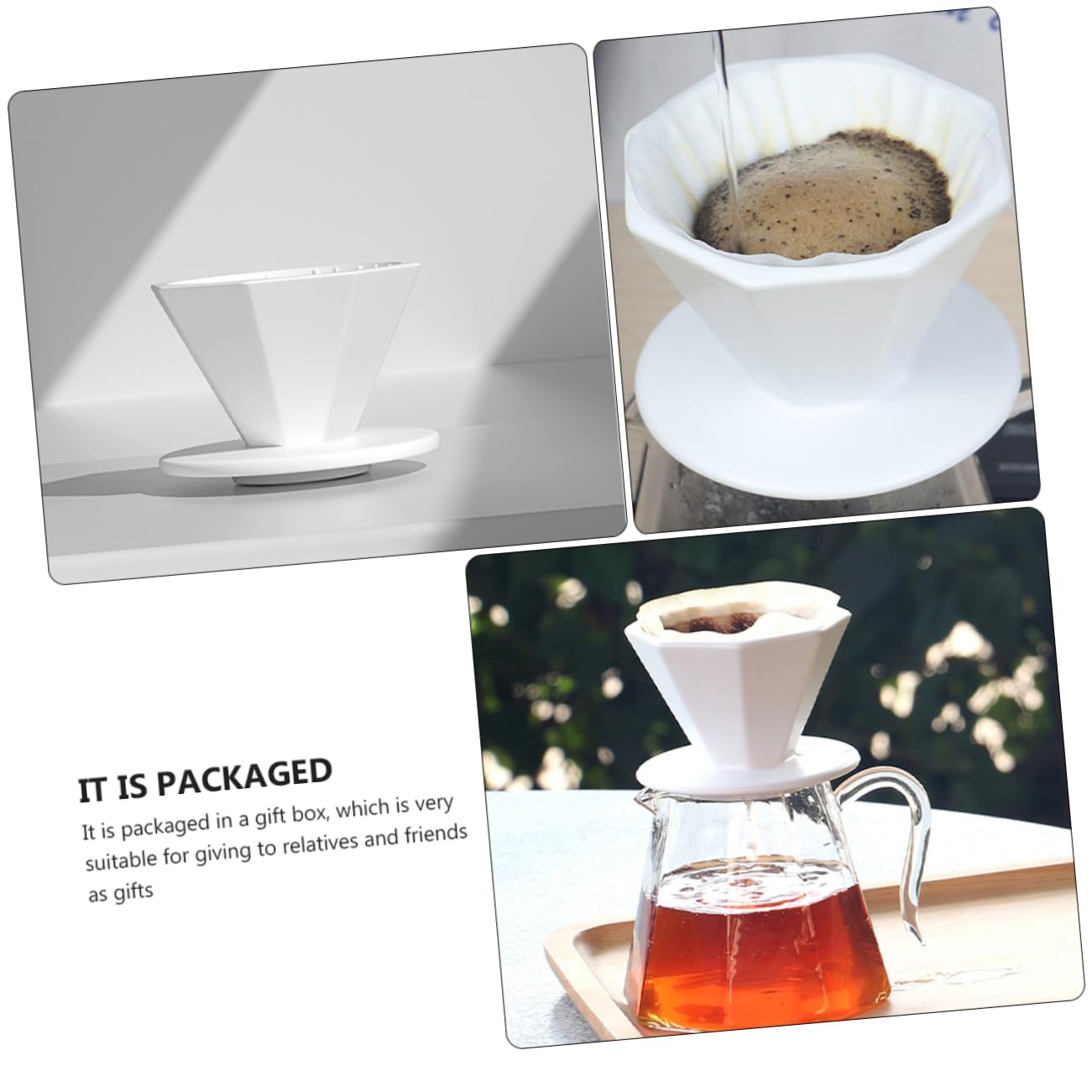 SEWACC Taza de Filtro de Café de Cerámica Octagonal Filtro de Goteo Engrosado para Cafetera Accesorio Práctico Hogar para Preparar Pieza