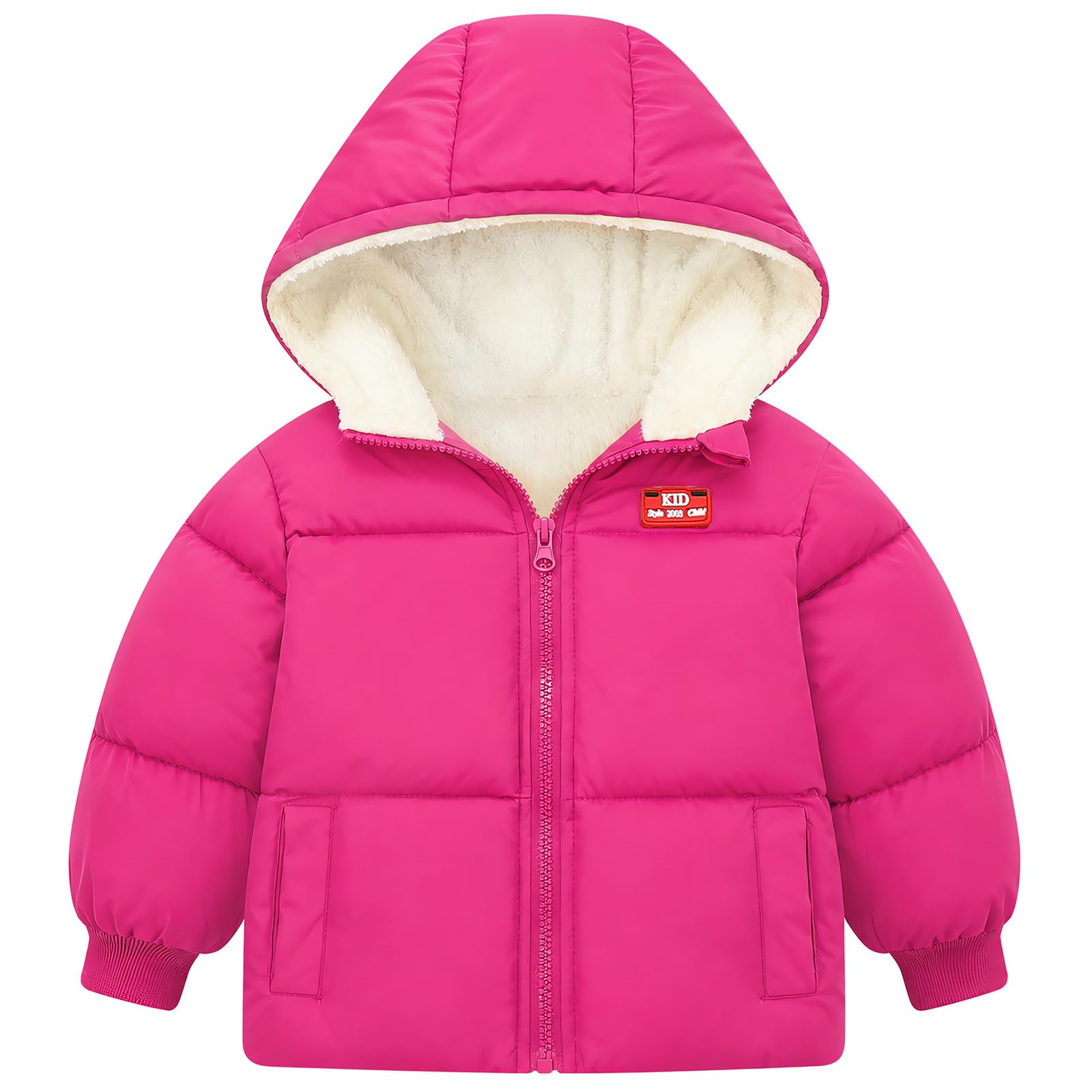 UNICOMIDEA Baby Hooded Puffer Jacket, Fleece Lined Winter Coat 12M-5T