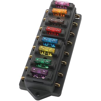 FULARR Premium 8 Way Car Blade Fuse Box Universal Standard Blade Fuse Holder with 10Pcs Free Standard Blade Fuse for Car Boat Marine Trike   12V / 24V