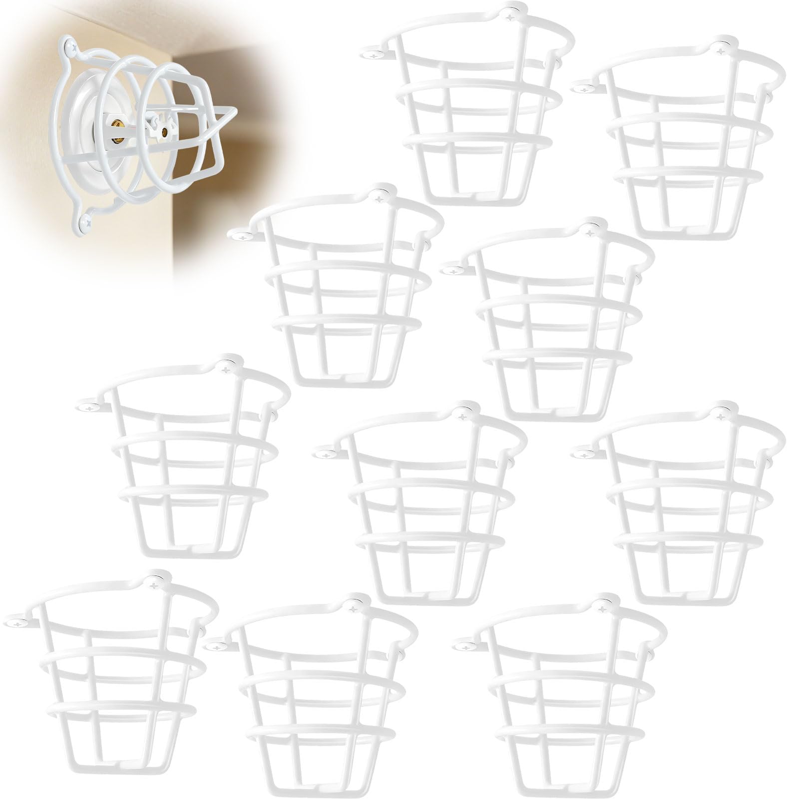 Happy Tree (10 Pack) White Fire Sprinkler Head Guard Cover Cage Protector for Both 1/2" &amp; 3/4" Fire Head for Protecting Flush Mount &amp; Side Wall &amp; Pendent Head Fire Sprinkler Covers for Ceiling