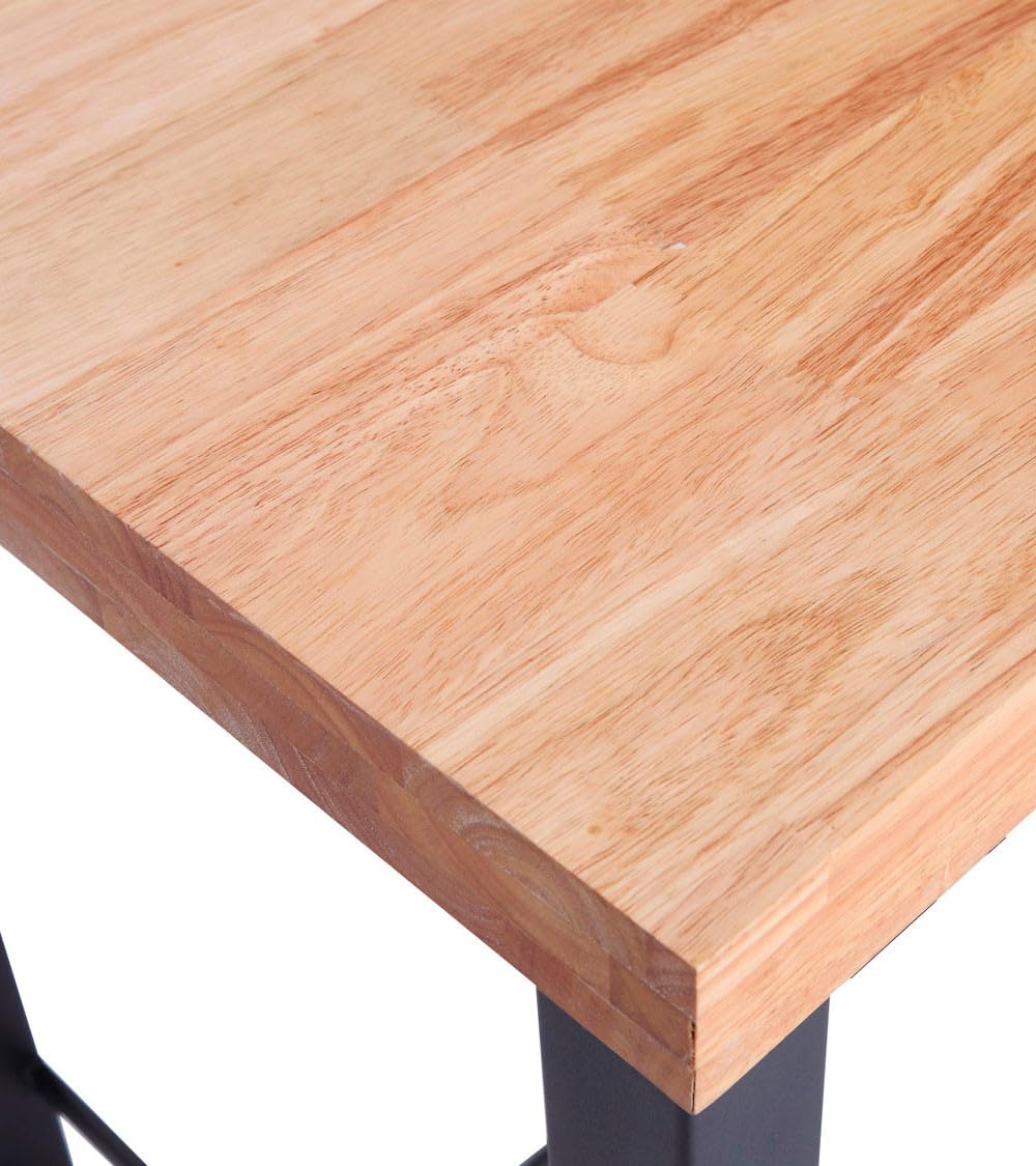 Home Heavenly® - Mesa Alta Industrial Darek 120x70 cm, Mesa de Bar o Cocina, Mesa de Madera y Patas metálicas en ‘U’ con reposapiés. (Roble Nordish - Negro)