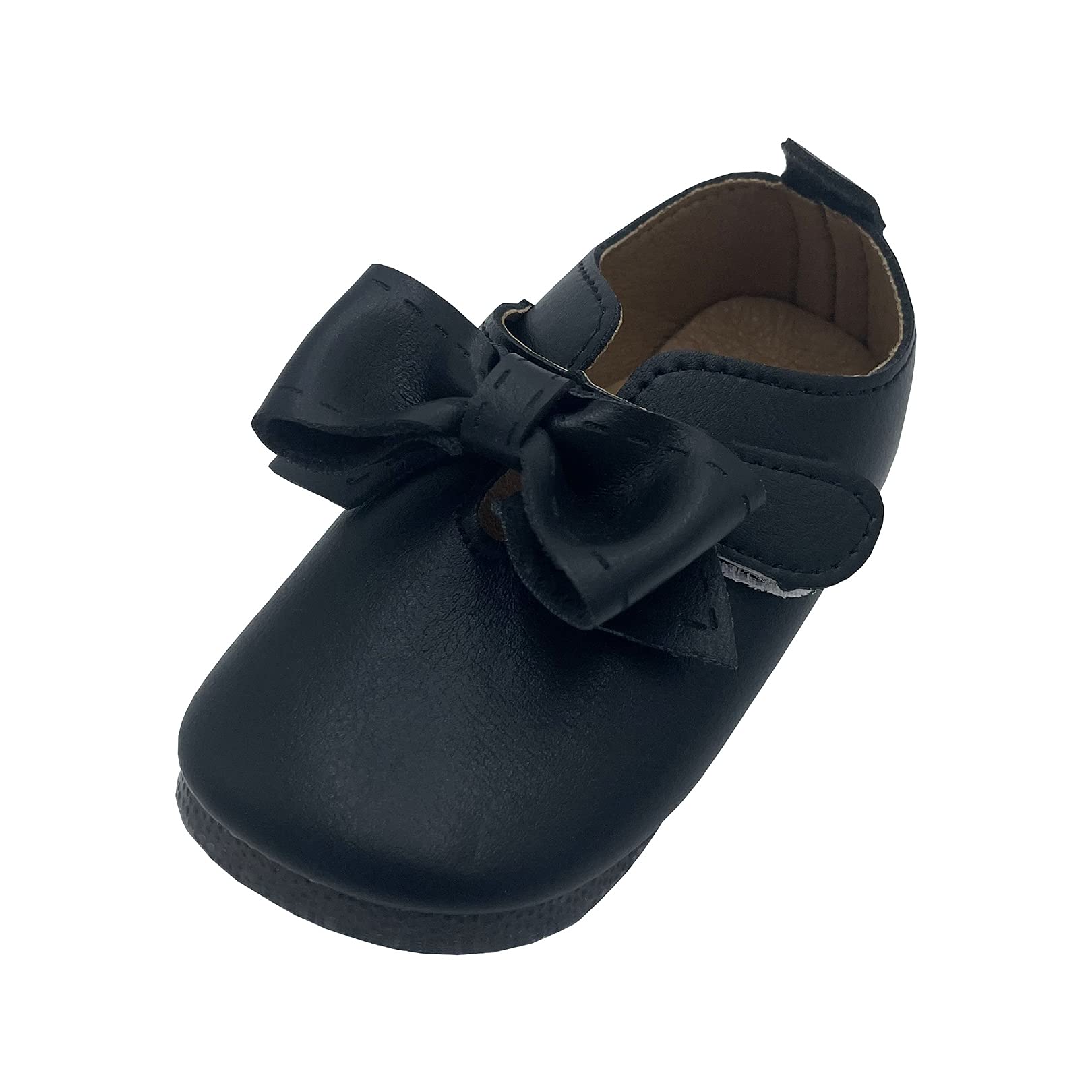 lakiolins Little Girls PU Leather Bowknot Mary Jane Flats School Uniform Shoes Dress Shoes