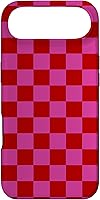 Vista 27 de Funda para iPhone 16 con diseño de cuadros rojo y rosa a cuadros #019