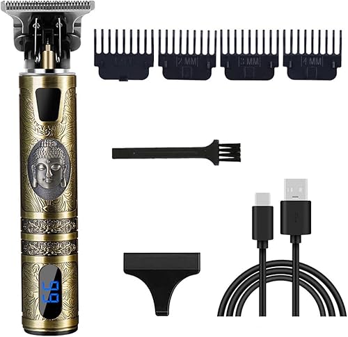 Miniatura 13 de Cortadora de pelo profesional para hombres y mujeres, inalámbrica, recargable, recortadora de pelo, kit de aseo de corte de cuerpo de metal, Cabeza