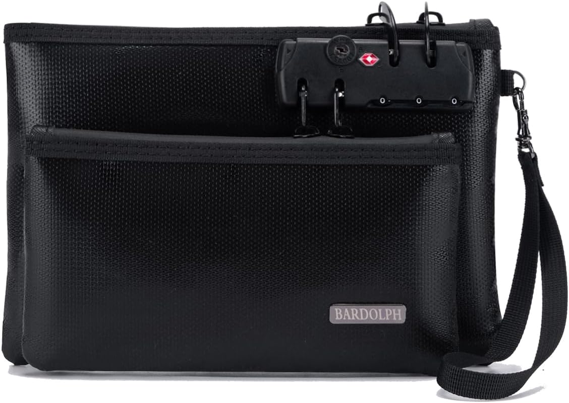 Bolsa de dinero ignífuga con cerradura, bolsa de dinero de doble capa para efectivo, bolsa de almacenamiento valiosa, caja fuerte ignífuga con