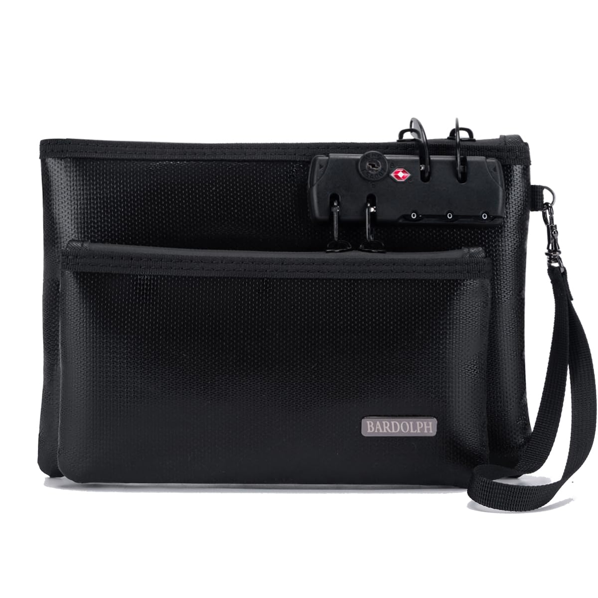 Fireproof Money Bag with Lock, Double layer Cash Bag BankBag for Cash, Valuable StorageBag,Fireproof Safe Box Money Pouch with Zipper (black, Small)