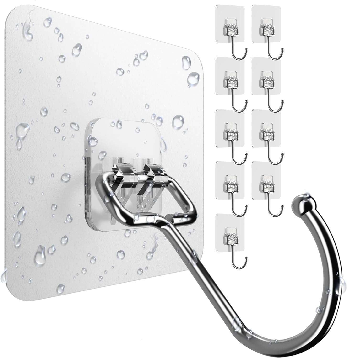 4smile Klebehaken extra stark (15 kg), 10 Stück - Transparente, haken selbstklebend - 180° drehbar, Haken ohne Bohren für Küche, Bad und Deko.