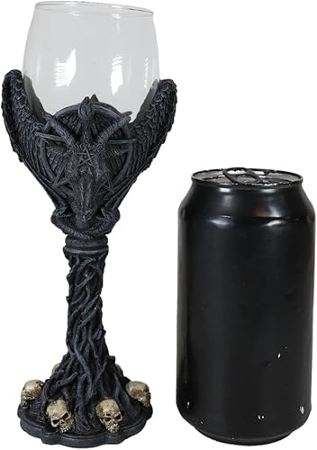 Miniatura 6 de Ebros Gift Ocultista sabático cabra baphomet pentagrama con alas de cuervo y calaveras copa de vino bebida bebida cáliz con vides torcidas