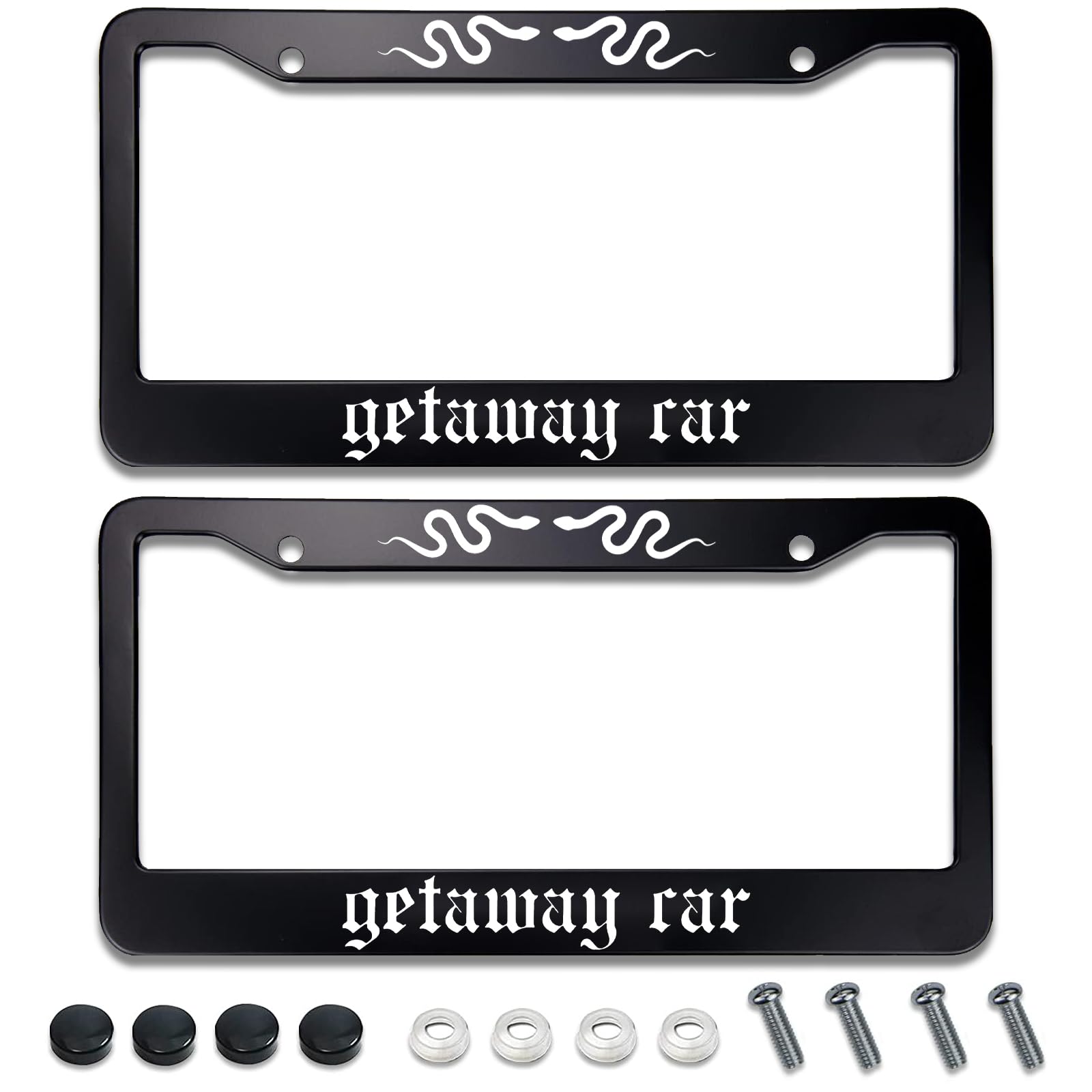TXWWXT Getaway Stainless Steel Car License Plate Frame, 2 Pack, 12x6 in, Standard US, 2 Holes