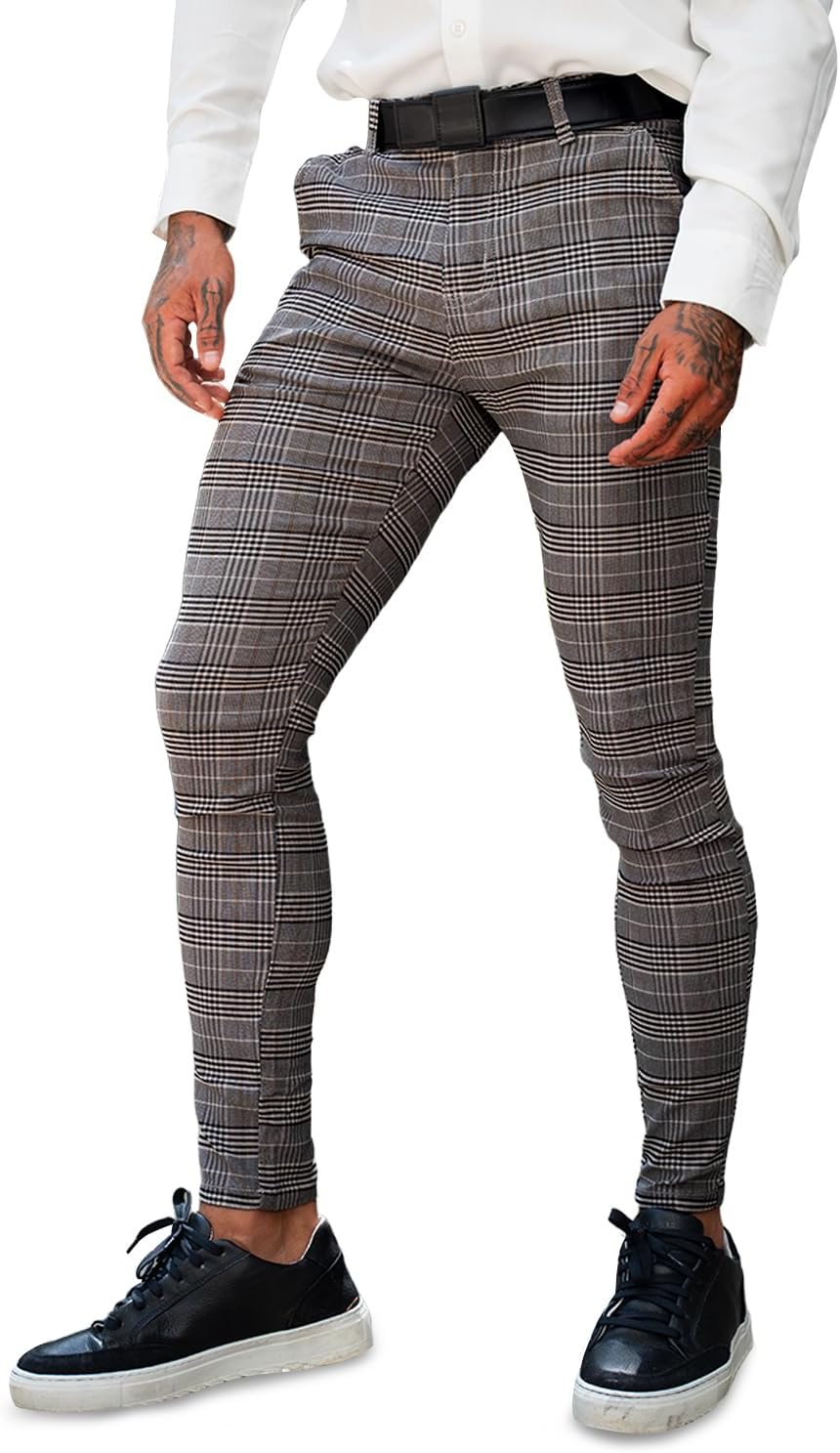 GINGTTO Mens Plaid Dress Pants Stretch Chino Pants UK Ubuy