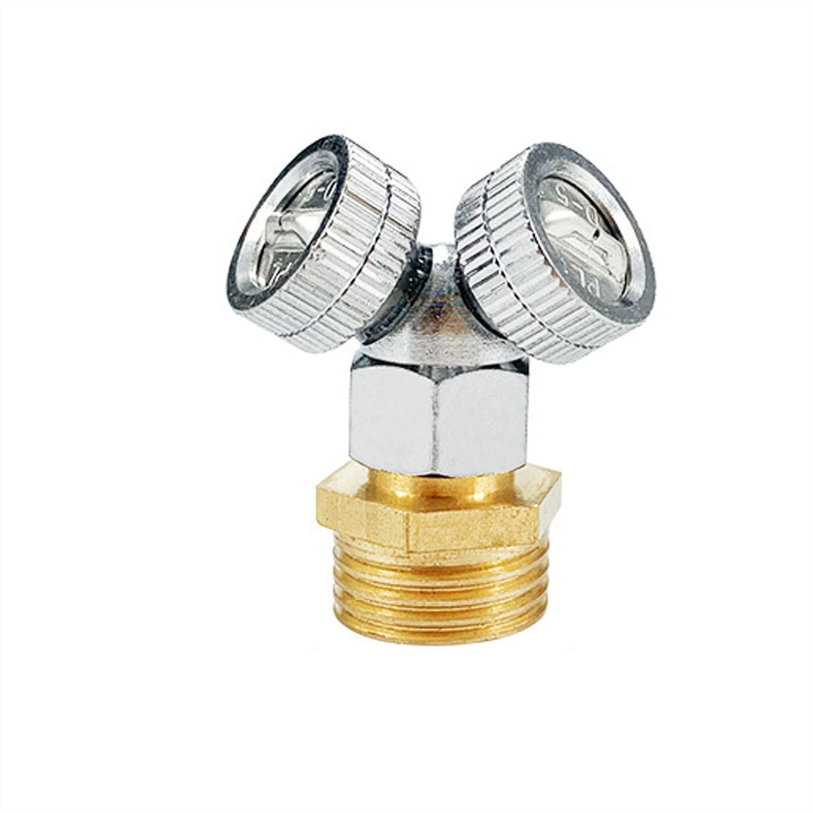 Sohnvwtgd 10Pack Brass Fan Shaped Mister Nozzles Low Pressure Misting Nozzles With Nozzle Adapter G1/2" For Cooling System, Flat Fan Fog Mist Nozzle Water Mister Sprinkle, 0.019" Orifice(2 Heads)