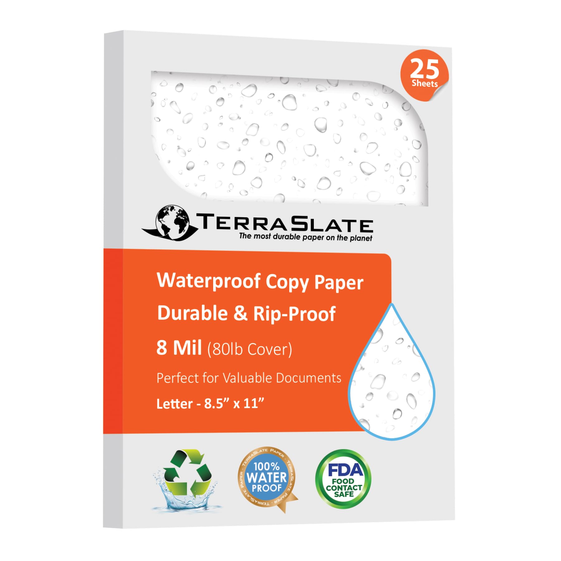 TerraSlate Paper 7 Mil Waterproof Laser Printer/Copy Paper (25 Count)