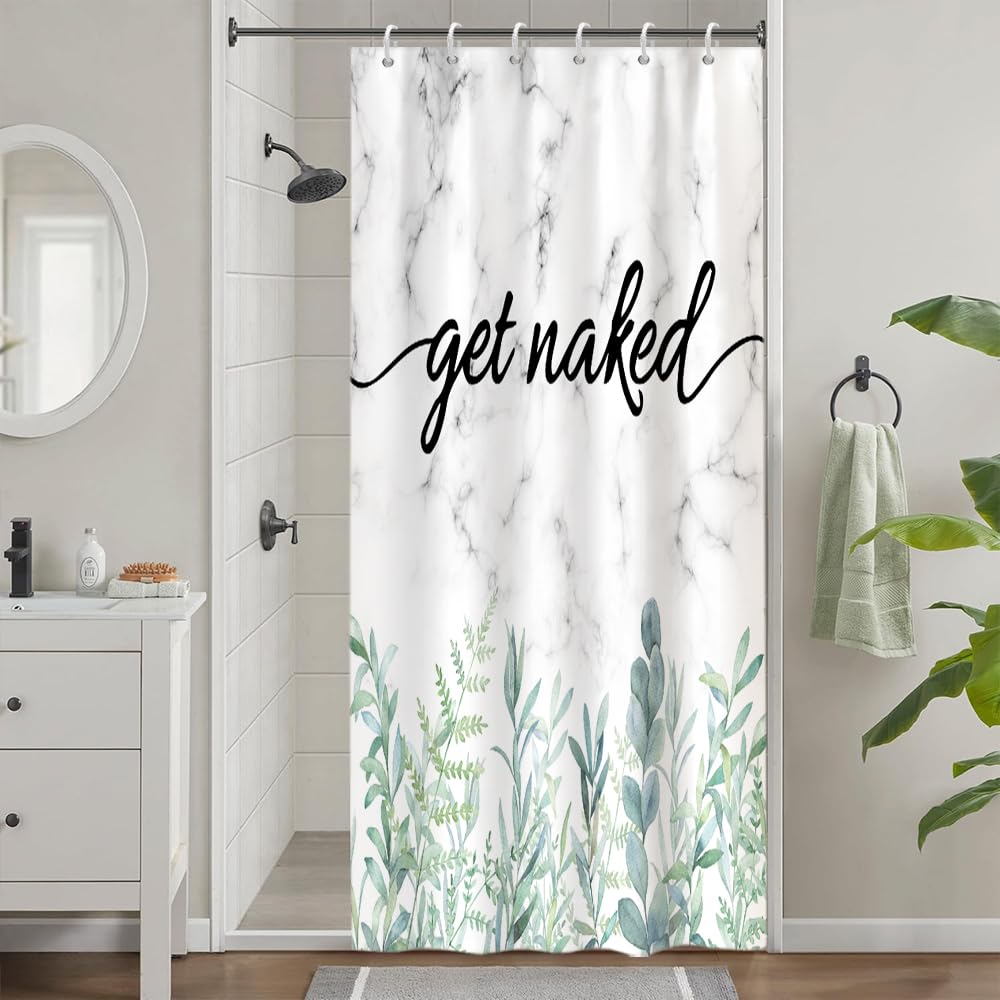 Cortina de Ducha de Hoja Eucalipto, Cortinas de Ducha Verde Oro Abstracto Planta Cortinas de Baño Antimoho Impermeable Lavable Tejido de Poliéster Cortina Ducha con 12 Ganchos 120x200cm — view 121