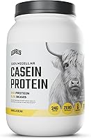 Levels Vanilla Bean Micellar Casein Protein Powder - 100% Hormone-Free, 24g Protein, 5.2g BCAAs, 2LB