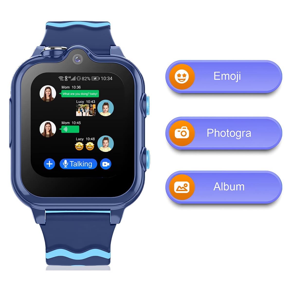 Reloj Inteligente para niños y niñas con GPS Localizador y comunicación Azul