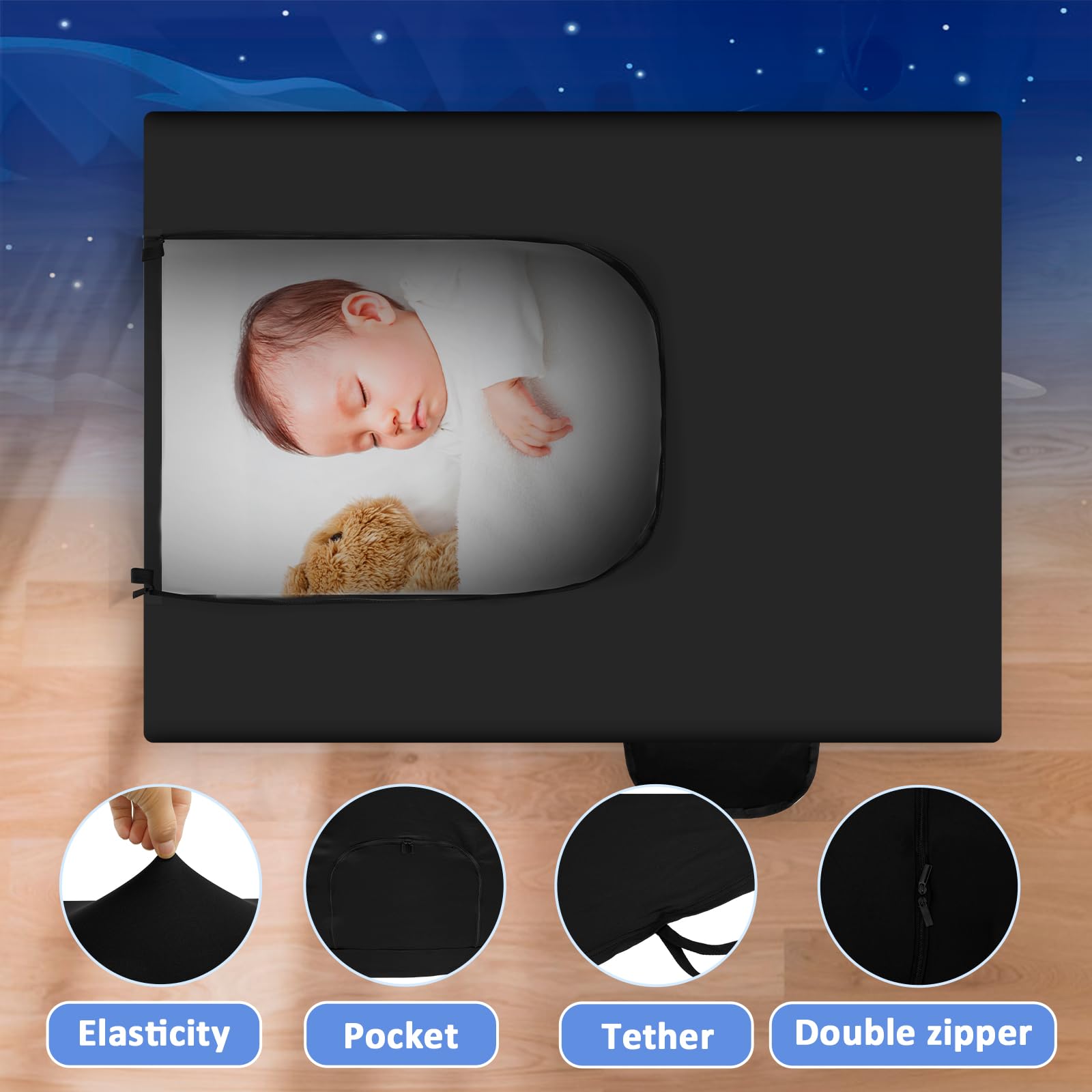 Crib Blackout Cover Tent Breathable Crib Canopy Cover