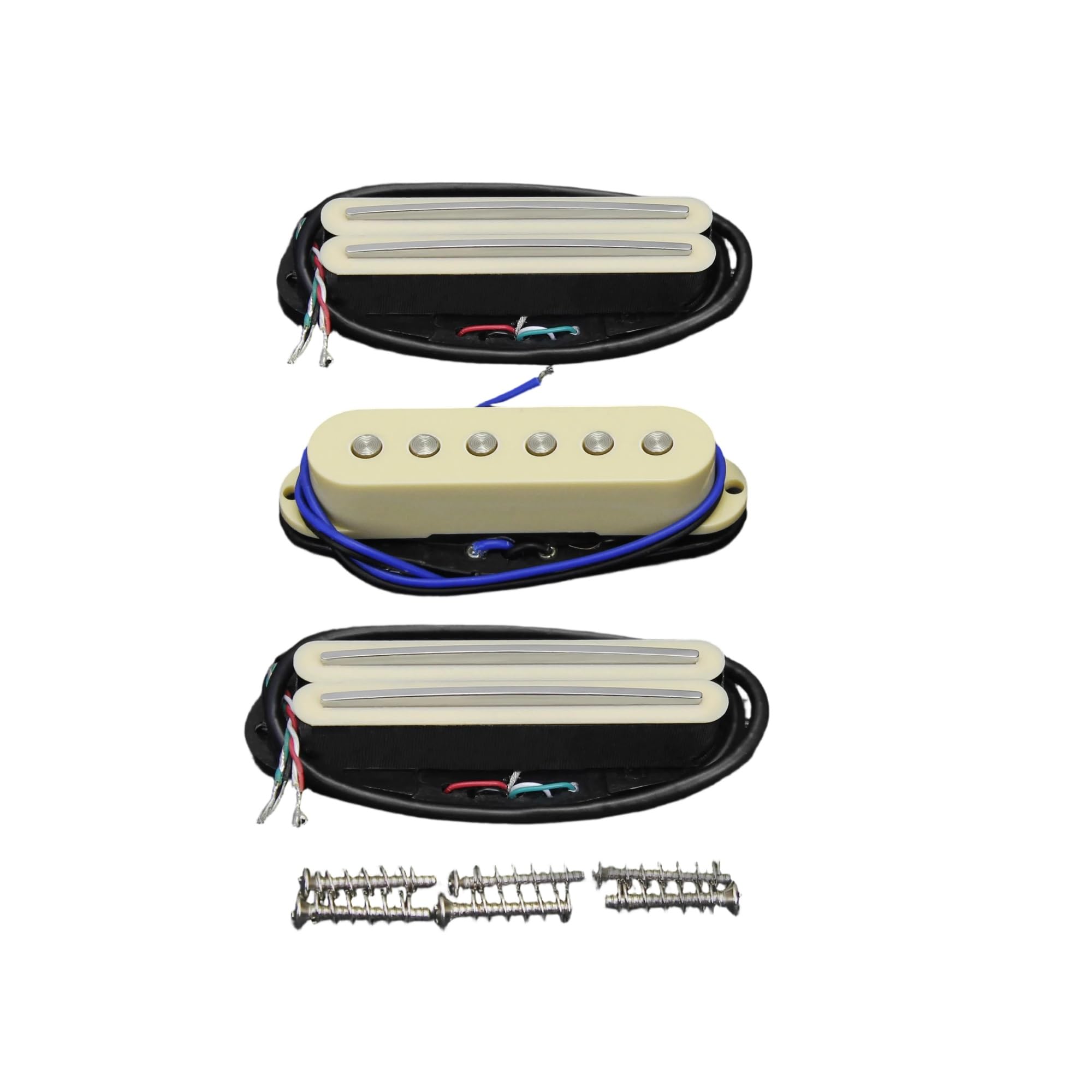 3 Częściowy Ceramiczny Zestaw Przetworników Gitarowych SSS Zawiera Podwójną Szynę O Dużej Mocy Wyjściowej I Pojedynczą Cewkę(Cream Set)