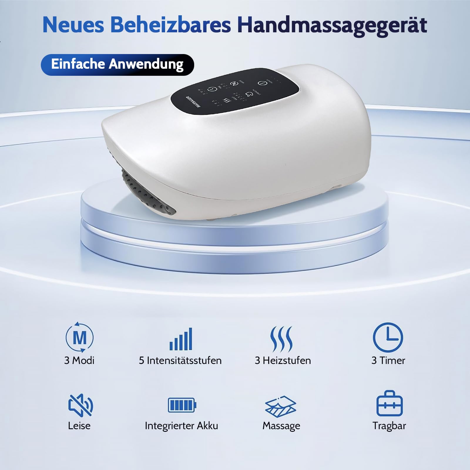 Handmassagegerät mit Wärme und Kompression, Elektrische Handmassage Schmerzlinderung für Handgelenk & Finger