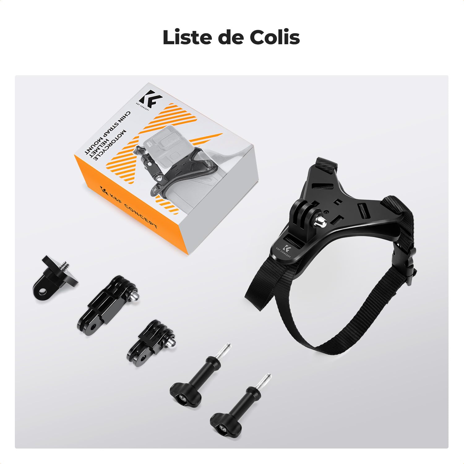 K&F CONCEPT Support de Casque de Moto pour Menton Compatible avec GoPro Hero 13/12/11/10/9/8/7, DJI Osmo Action 6/5 Pro/4/3/360, Insta360 Ace Pro/2/X5/X4/X3, AKASO, Base en Y, Silicone antidérapant