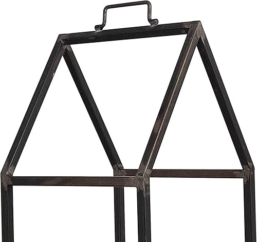 Miniatura 3 de Estante decorativo de leña moderno en forma de casa, ayuda de apilamiento alto para uso en y exteriores, estante de troncos de metal con asa