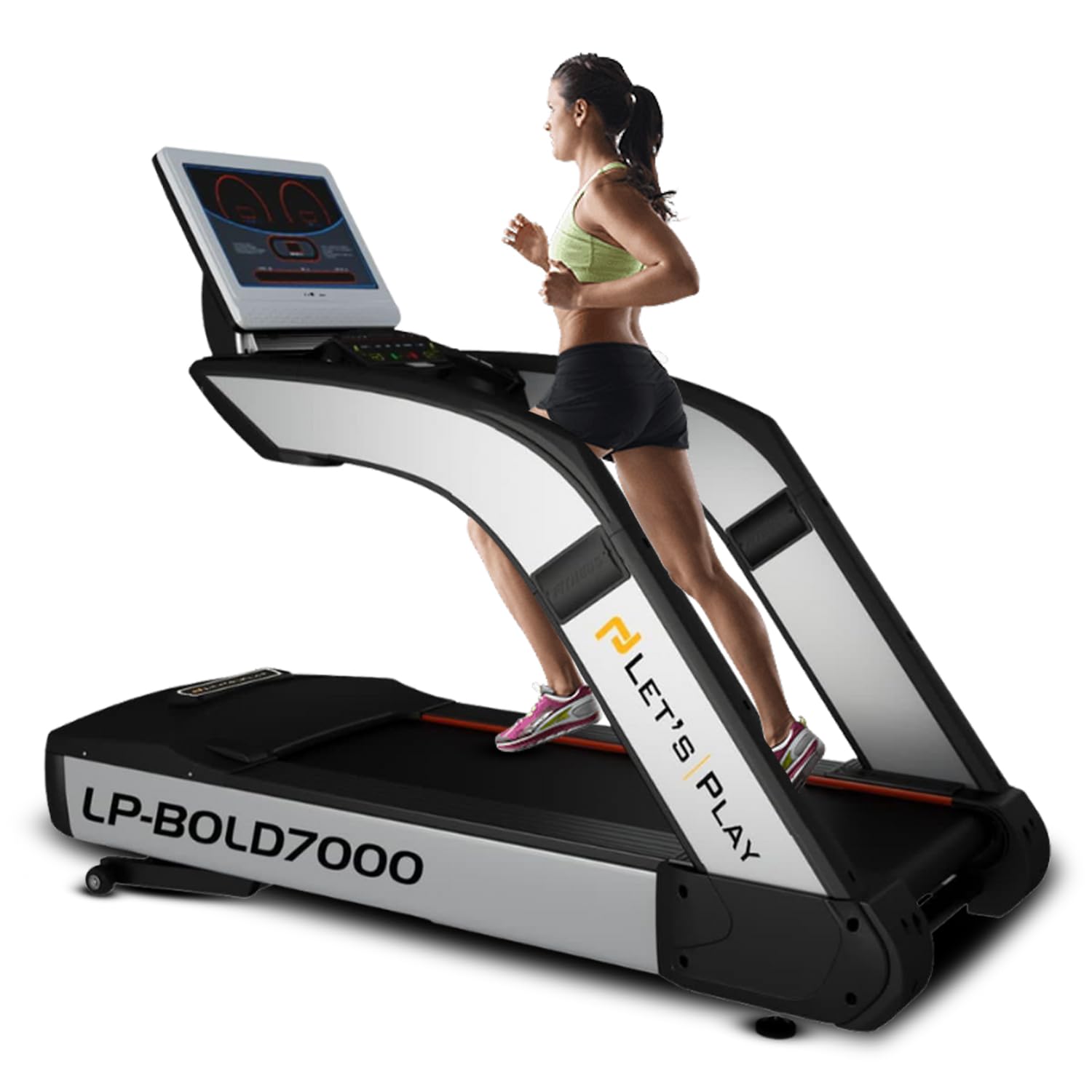 Let's Play LP-Bold 7000 Commercial Treadmill for Gym and Home Use | 8HP Peak AC Motor with Japanese Technology | 20 Level Auto Incline Running Machine | Top Speed 20Km/hr | Max User Weight 200Kg