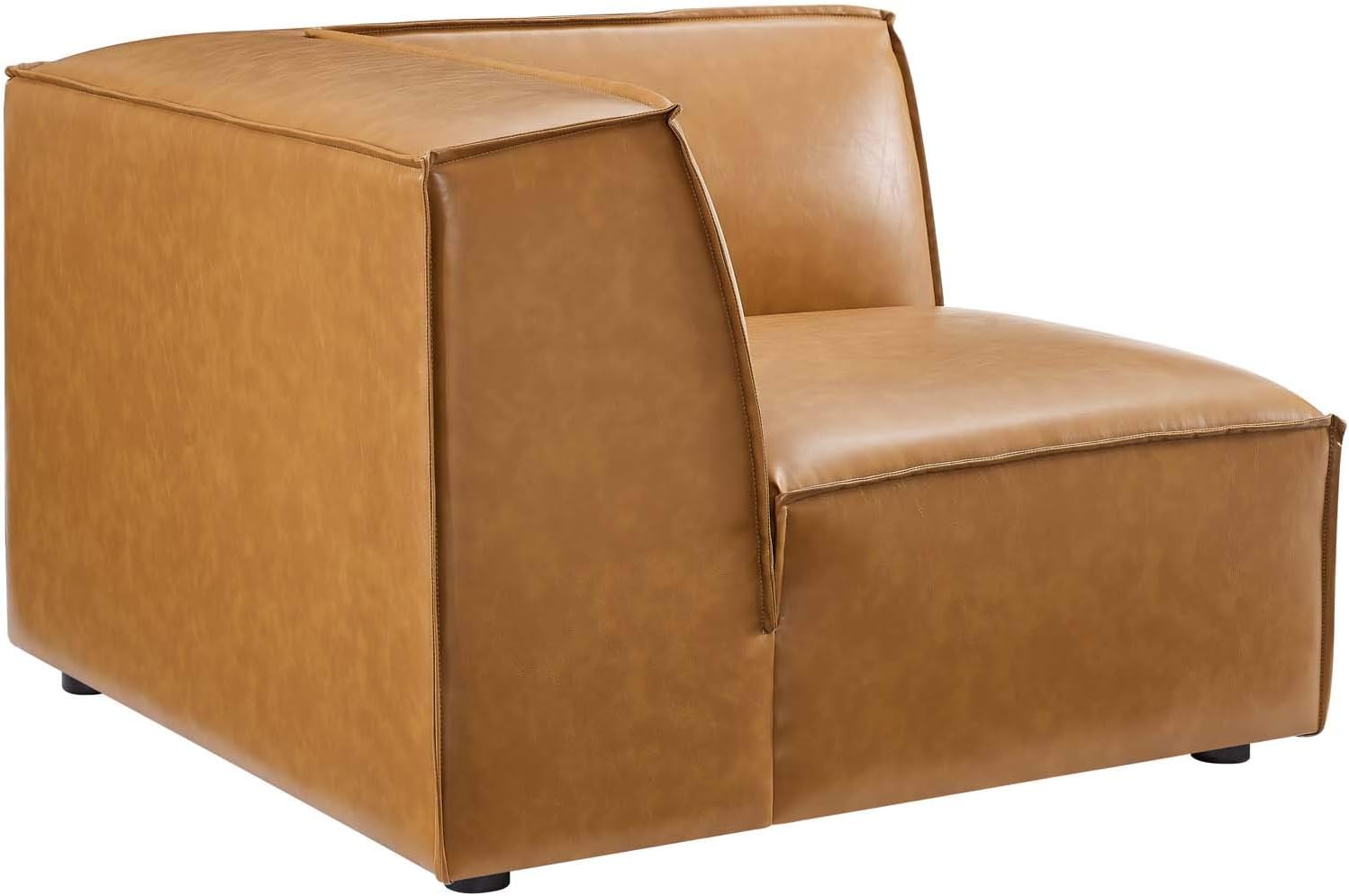 Modway Restore Vegan Leather Sectional Sofa Corner Chair in Tan