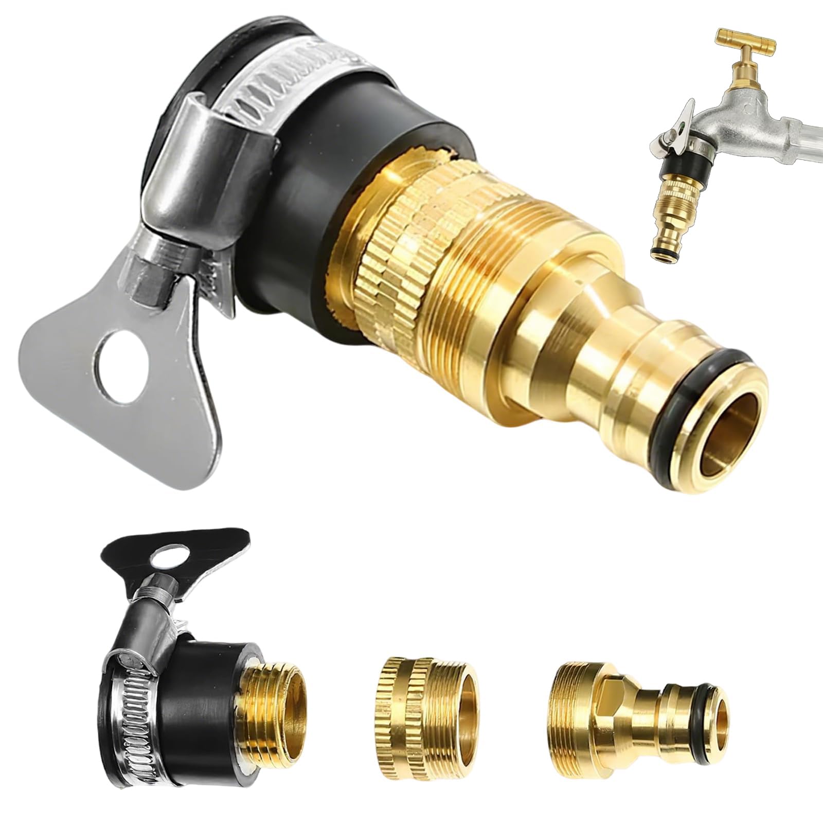 YUISI Tap Connectors - 2-in-1 Garden Hose Quick Connectors -8