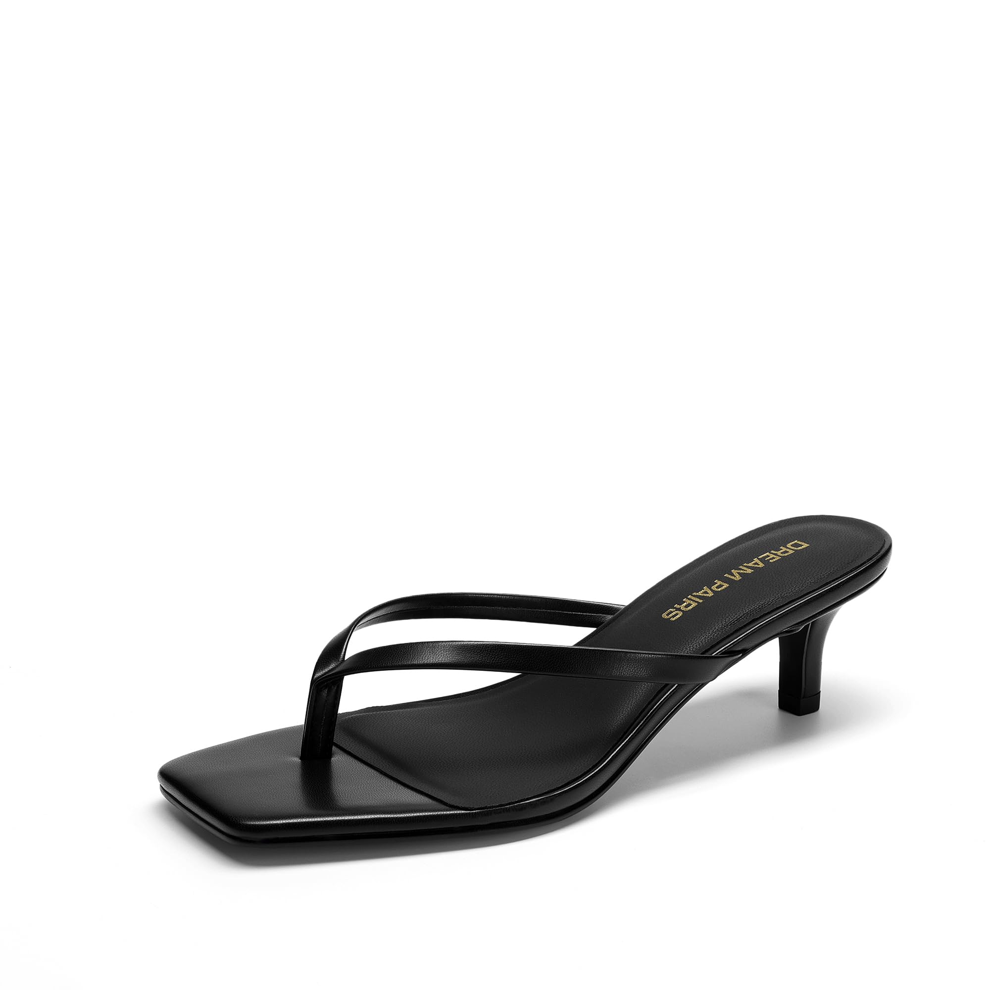 DREAM PAIRS Sandalias de tacón bajo con punta abierta cuadrada para mujer