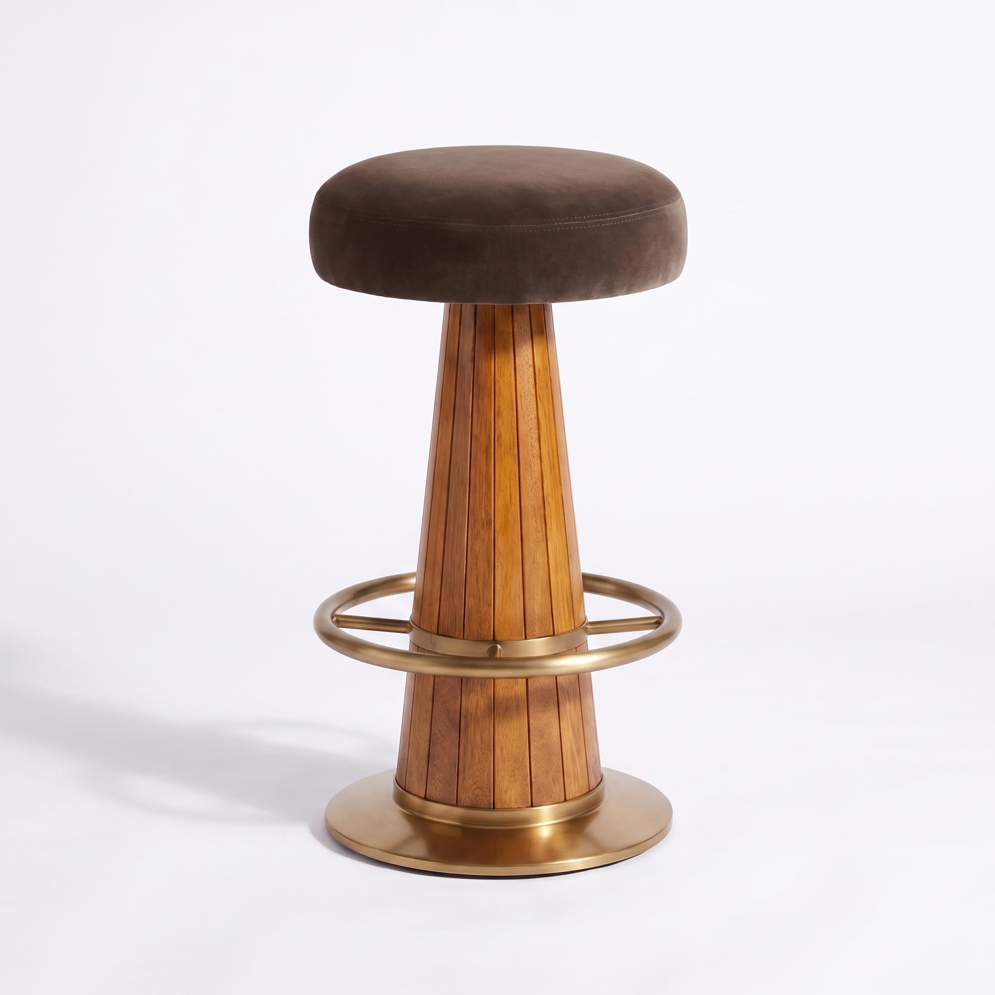 Alpine Mango Solid Wood & Metal Bar Stool | Upholstered Velvet Seat | Modern Counter Height Stool with Gold Finish Footrest Home Bar & Café Seating | Assembly Not Required-picture-11