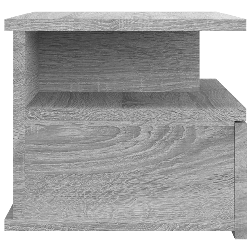 Stolik nocny wiszący szary Sonoma, 40 x 31 x 27 cm, materiał drewnopochodny, montaż na ścianie, zajmuje mało miejsca, do sypialni, salonu, nośność do 20 kg