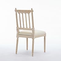 Vista 4 de French Style Solid Wood Frame Linen Fabric Rattan Back Dining Chairs, Table & Chair Sets, Set of 2 for Dining Room, Kitchen, Living Room, Bedroom